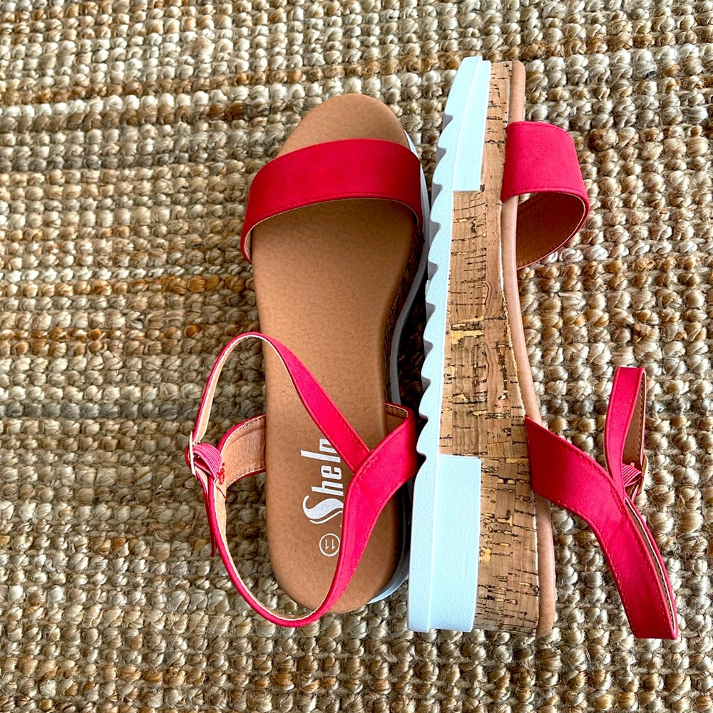 Red wedges sandals sz 11 SheIn brand new